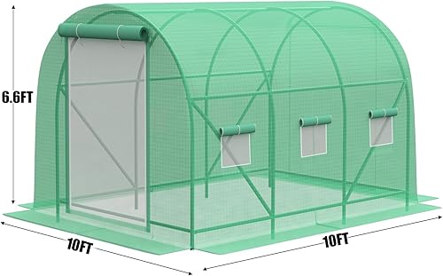 Vista 49 de Invernaderos de 12 x 7 x 7 pies para exteriores resistentes, grandes casas verdes para exteriores con 6 ventanas de malla ventilada, puerta