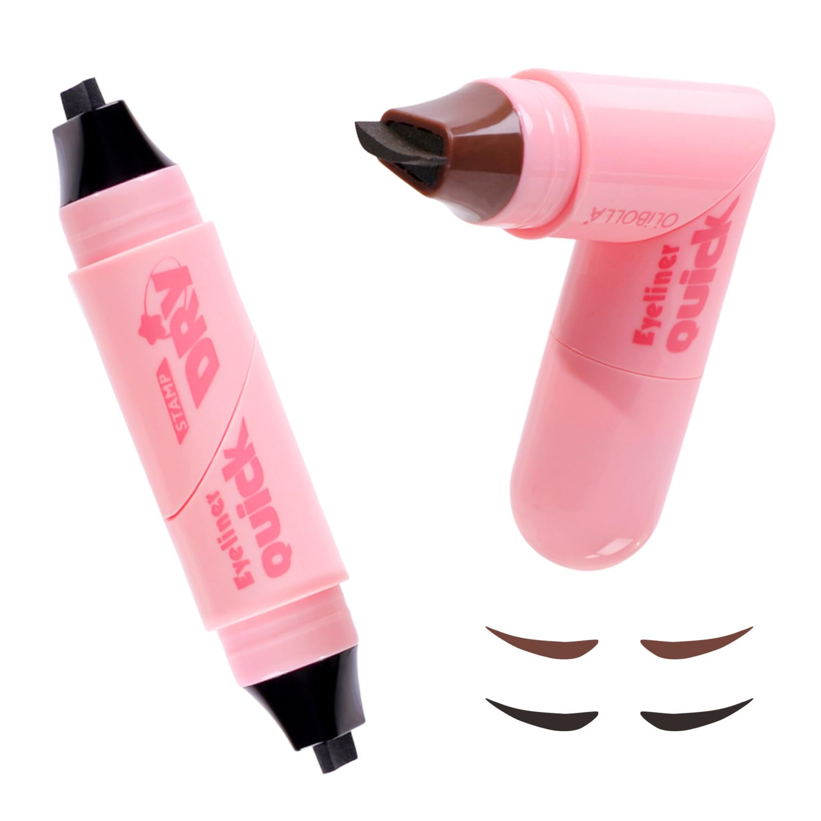 2 x dwustronny eyeliner, obrotowy eyeliner, odporny na plamy, szybkoschnący, naturalny i trwały, wodoodporny, na imprezy, podróże, dni robocze, wesela (czarno-brązowy)