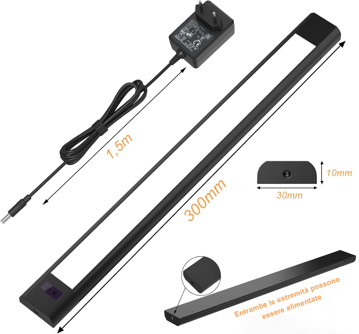 Reglette LED Cucina 30 Cm 3 Pezzi – Luce Sotto Mobile Ricaricabile USB-C, 3 Colori E Dimmerabile, Sensore Di Movimento - 2