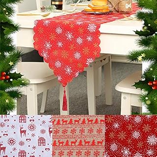 Pyromark Christmas Table Runner Cloth  Hand Woven Hessian Style Xmas Dinner Table Centrepiece - 1.8m Long Tablecloth Decorations  100% Reusable (Brown)
