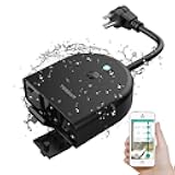 Outdoor Smart Plug Waterproof, TESSAN WiFi Smart Outlet Switch with 3 Individual Sockets Compatible with Alexa Google Home, Remote Control and Timer Function, 2.4GHz Wi-Fi Only