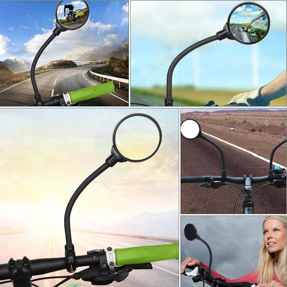 Specchietto Retrovisore per Bicicletta - Manubrio Regolabile a 360° e Girevole, Convesso in Acrilico, Sicurezza per Mountain Bike ed Elettrica