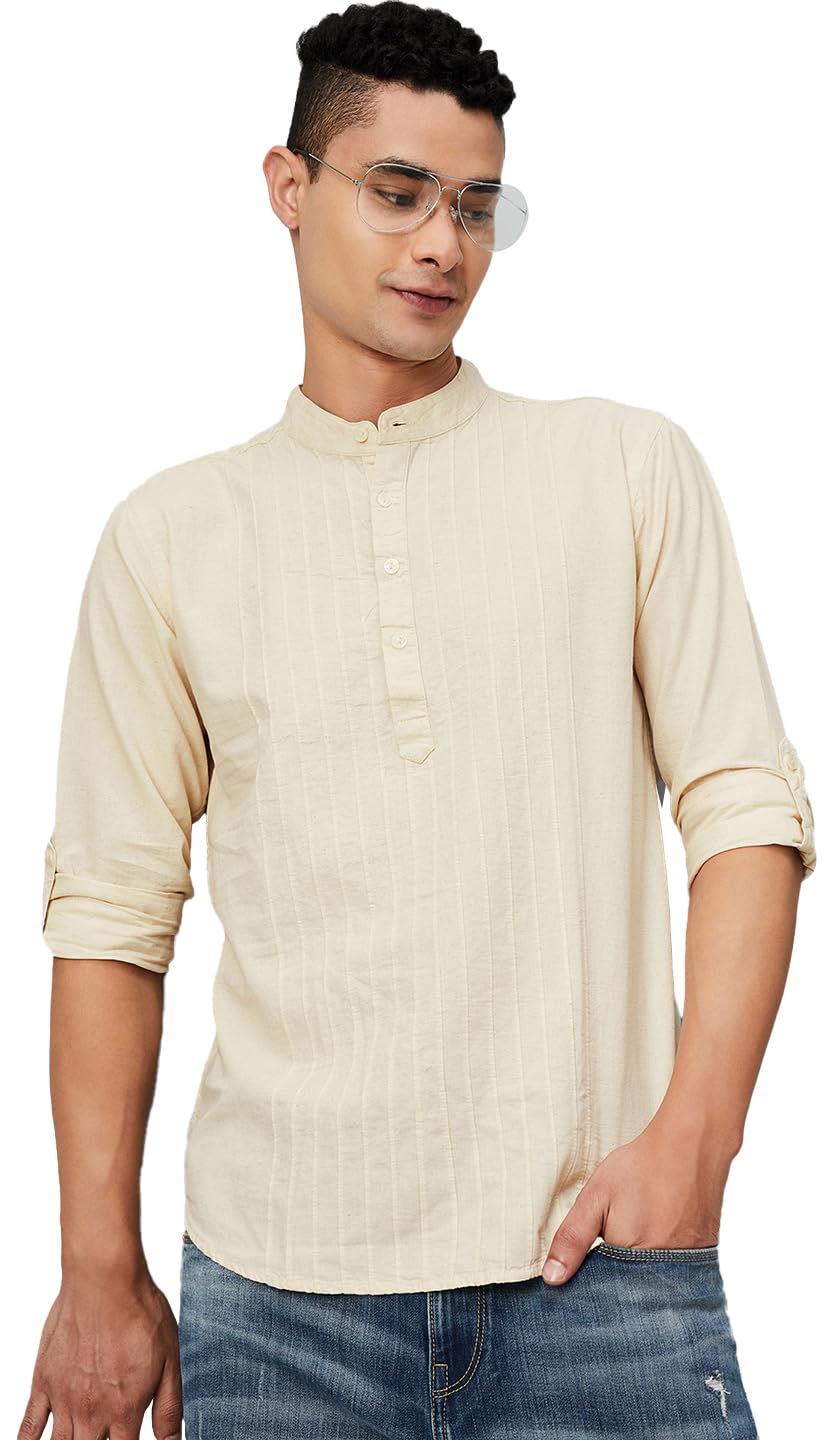 max Men's Full Sleeves Mandarin Collar Solid Slim Fit Cotton Kurta-picture-32
