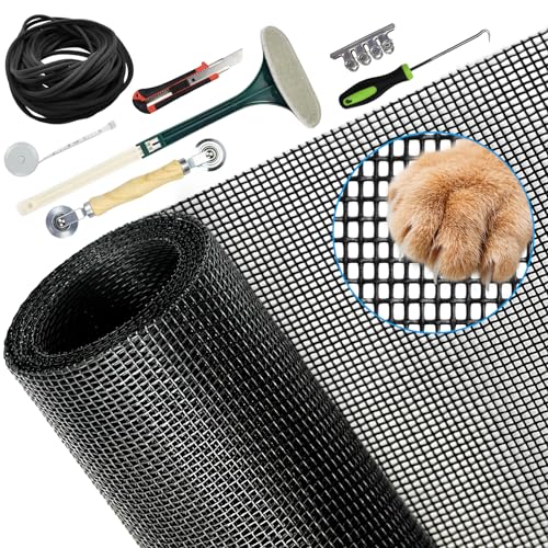 Pet Screen and Screen Repair Kit, Upgraded Thicken Pet Proof Window Screen Replacement - DIY Custom...