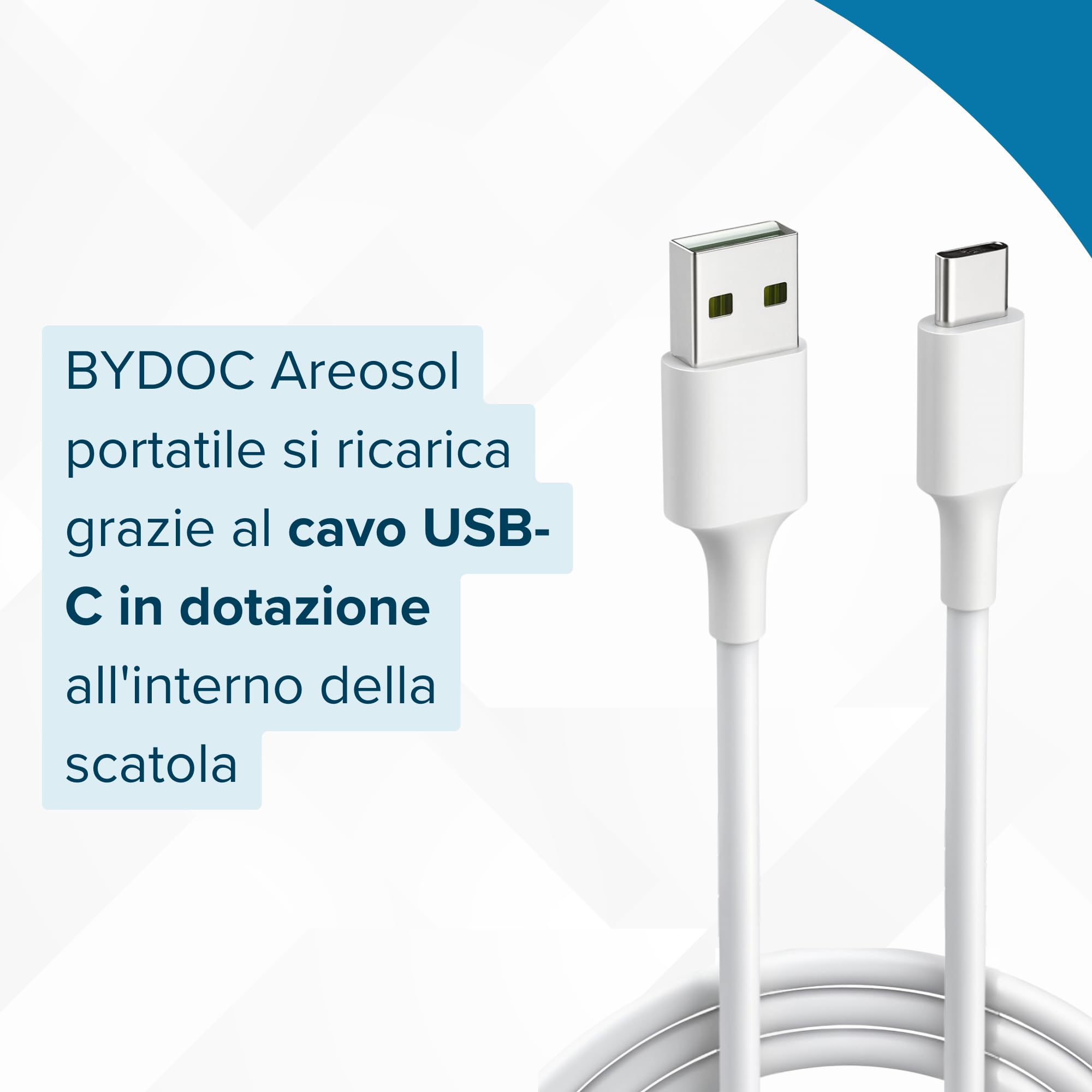 Aerosol Portatile Mesh a Ultrasuoni, Dispositivo medico classe IIA, Nebulizzatore Silenzioso Ricaricabile USB-C, per Adulti e Bambini, Borsa Inclusa, BYDOC