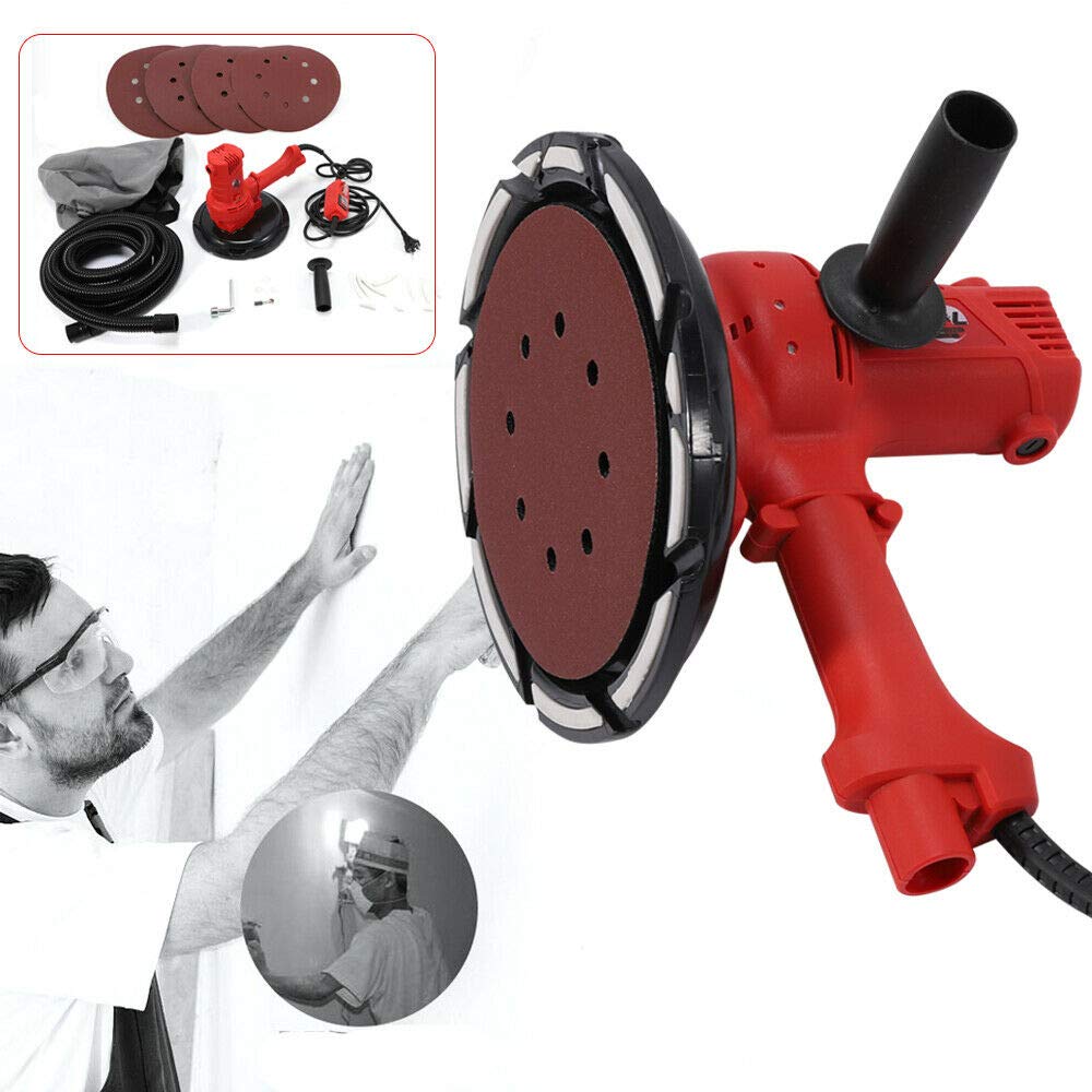 3000RPM Amoladora de Pared Mampostería Seca, Amoladora de Paredes y Techos de 1360W, Lijadora de Pared de Panel de Yeso 180mm, Ranuradora de Pared con Accesorios