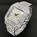 PLADEN Luxury Mens Diamond Watch Bling iced Out Watch Big Face Mens Shiny Hip Hop Watch Square Crystal Wrist Watches (Silver)