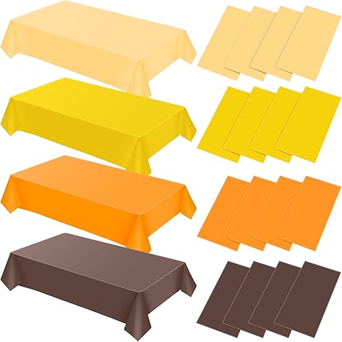 48 manteles de plástico desechables de colores surtidos de 54 x 72 pulgadas, manteles rectangulares de plástico, cubierta de plástico decorativa