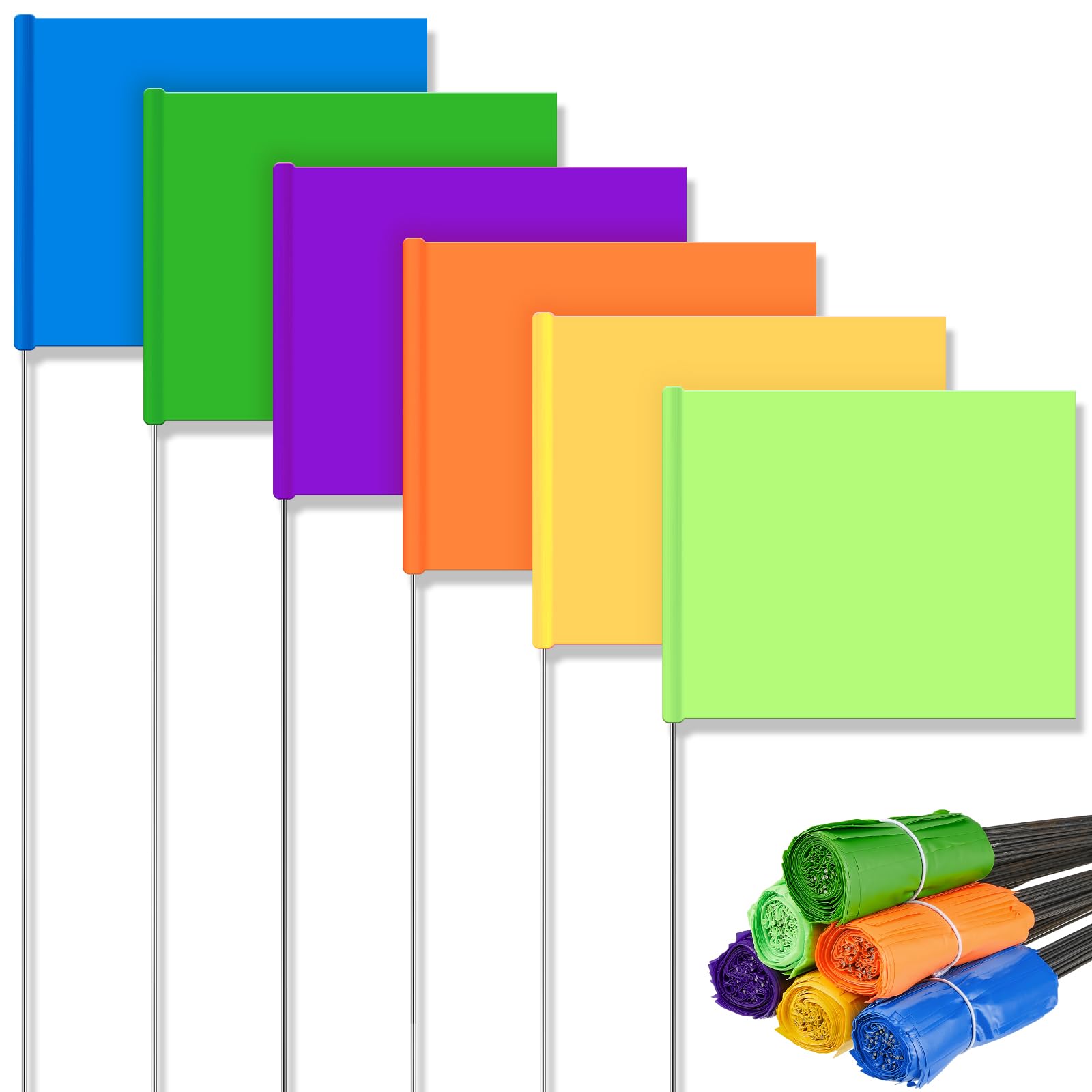 Amylove Markierungsflaggen, 38,1 x 10,2 x 12,7 cm, Markierungsflaggen für Rasen, Hof, Umfrage für Rasenbewässerung, Landschaftszaun, Sprinkler, Haustiertraining (normale Farbe, 300 Stück)