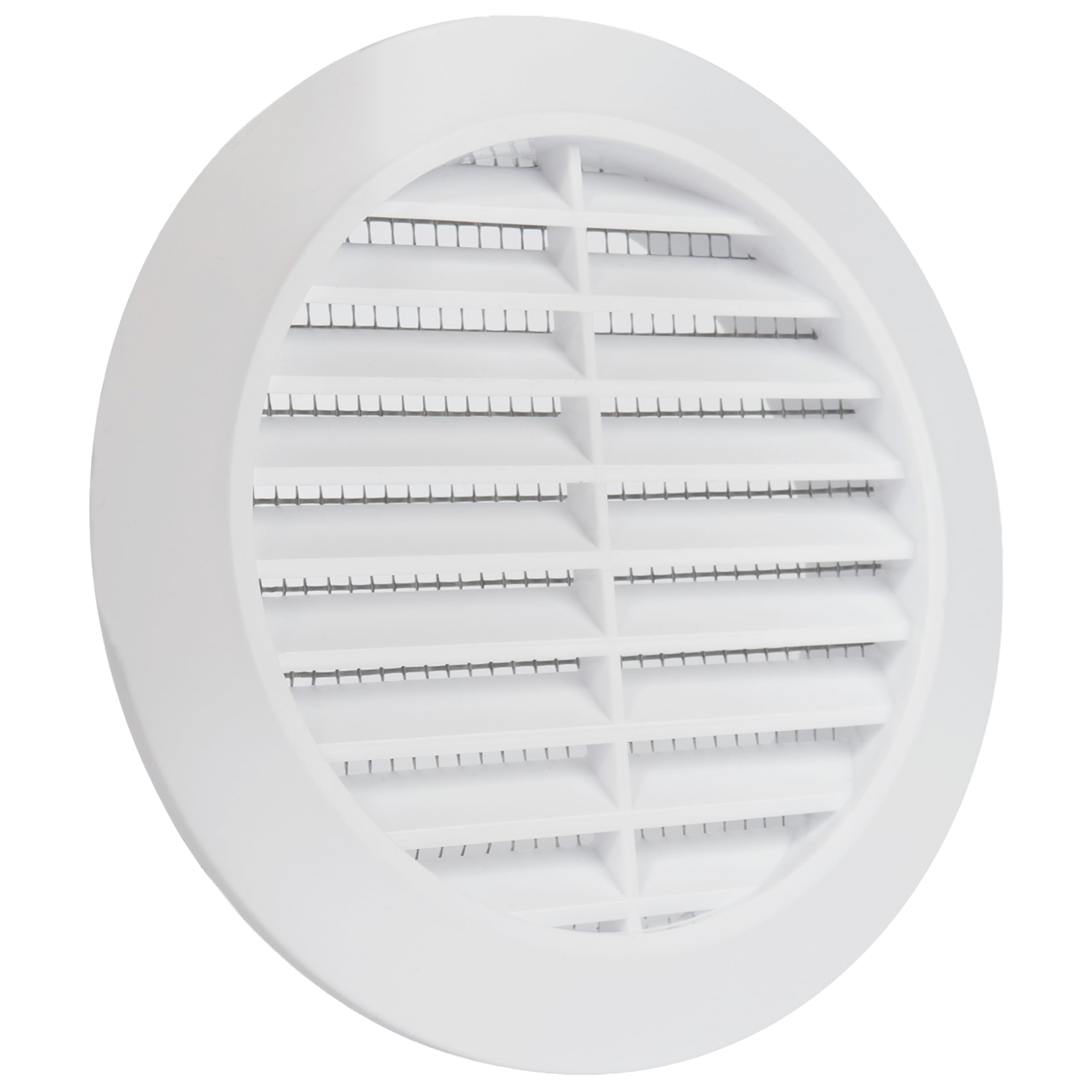 ECOPRO VENT White 90mm Vent Cover, Plastic Air Vent Covers for Walls and Ceiling, Round Lightweight Tumble Dryer Vent Cover w/Nylon Mesh Screen and One-Way Louvres, Indoor & Outdoor Use — image 1