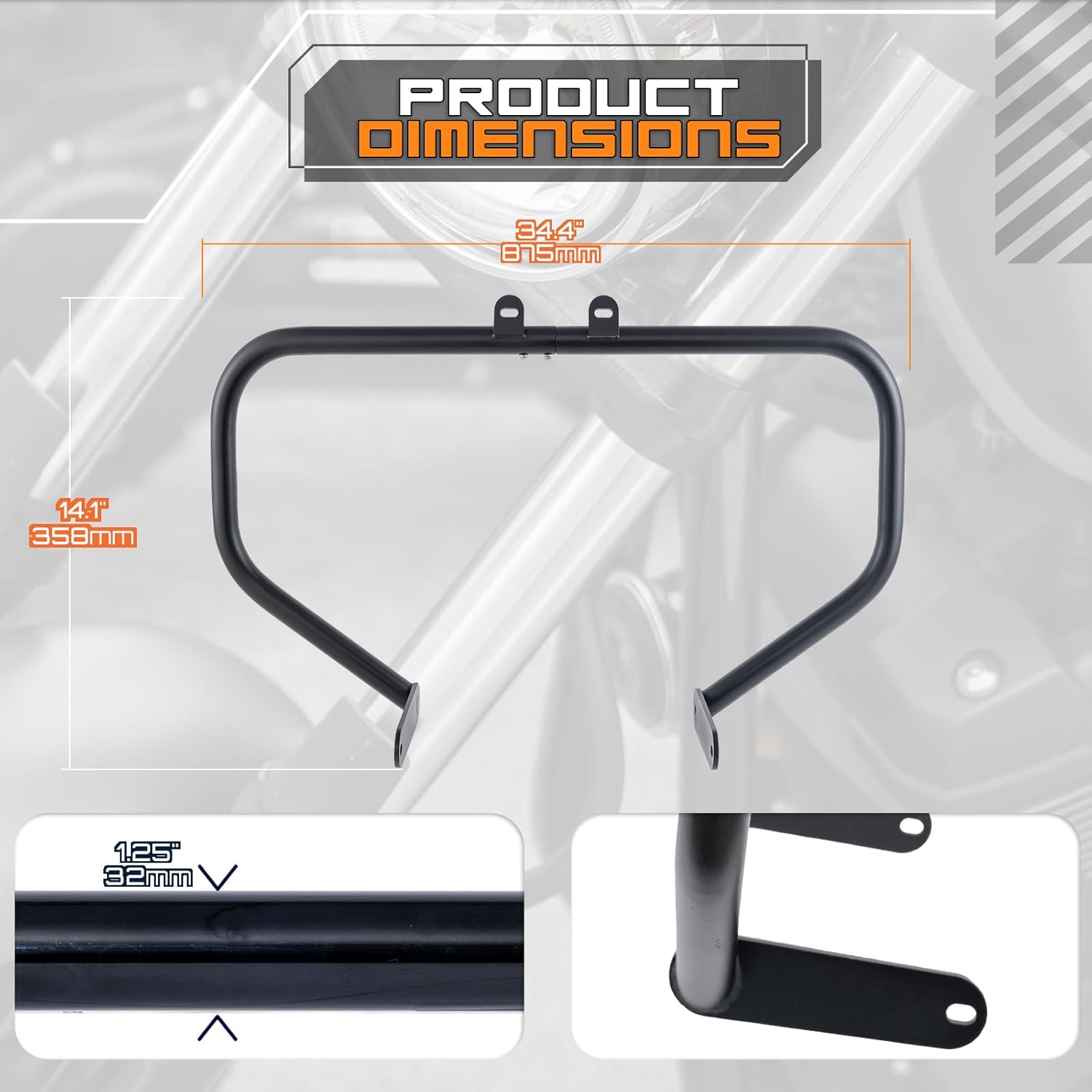 Crash Bar Classic Engine Guard Highway Freeway Bar Compatible with Yamaha V-Star Vstar XVS 950 XVS950 Tourer 09-17 (Black)