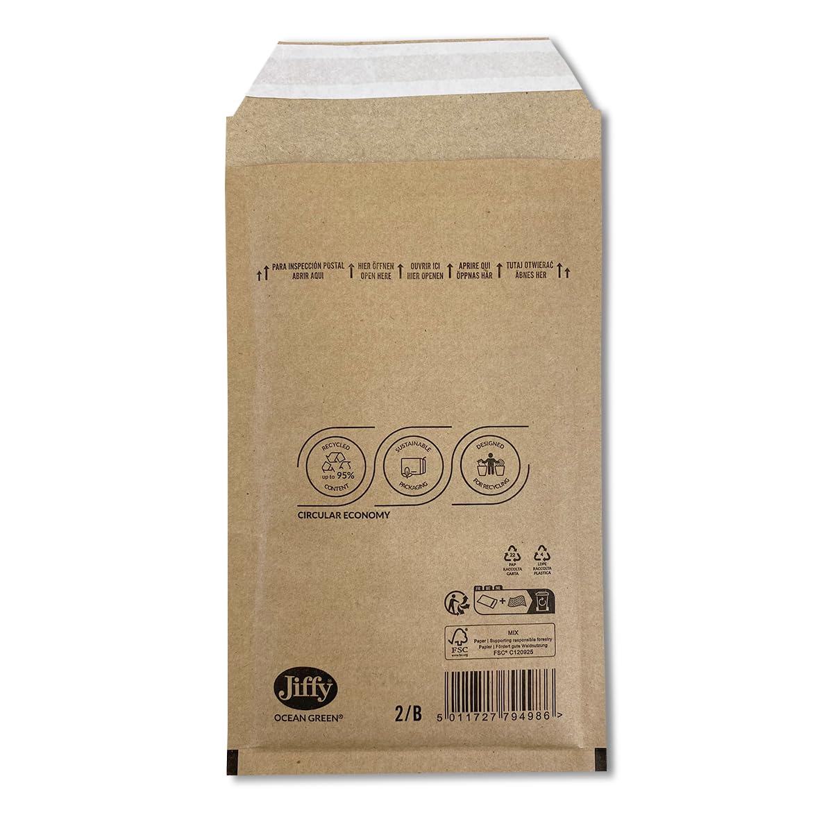 Jiffy Bubble Mailers Bag Padded Envelopes - Bubble Lined Wrap Polymailer Bags - Jiffy Ocean Green Uncoated Brown (200, 140x225)