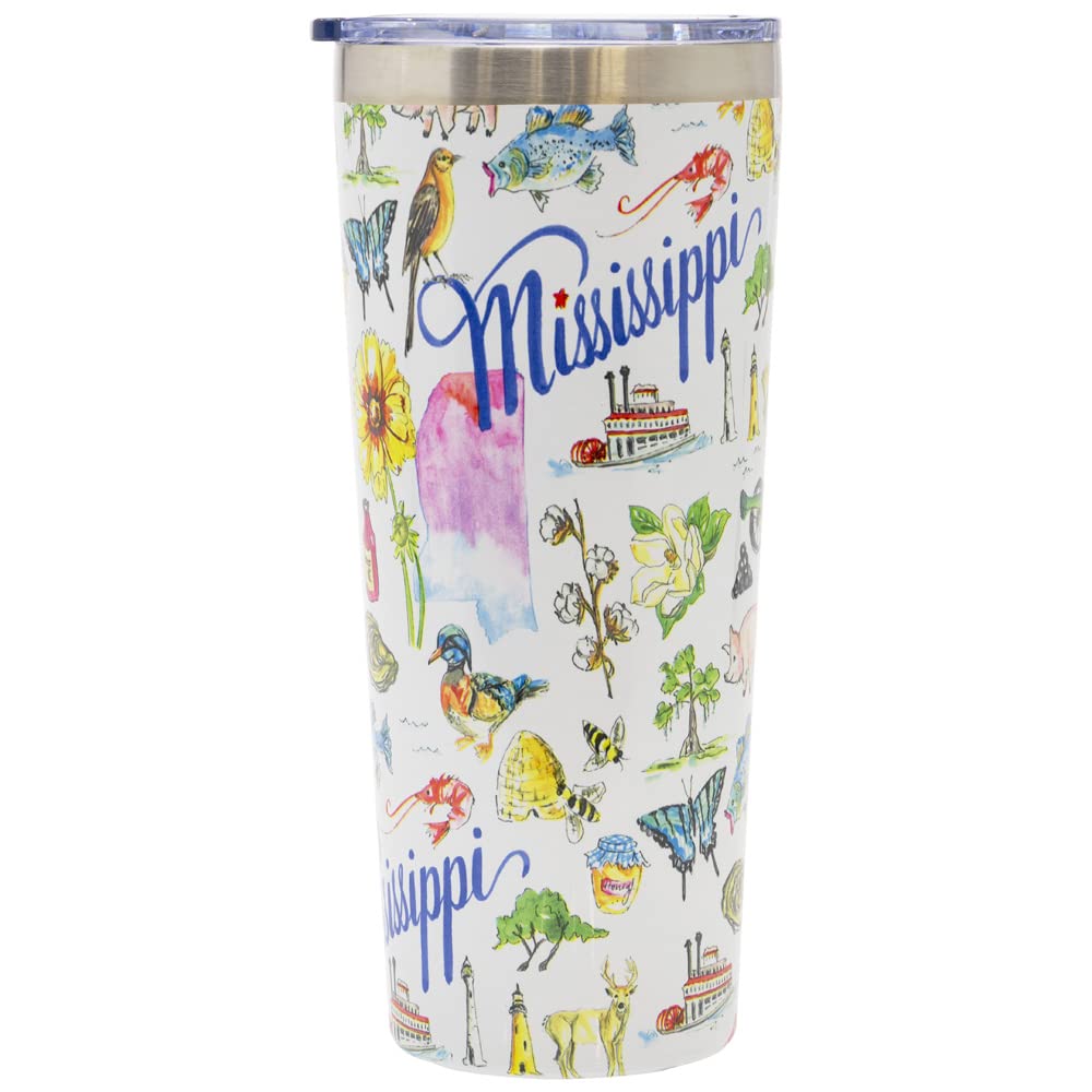 Boston InternationalRosanne Beck State Collection Stainless Steel Travel Tumbler with Lid, 22-Ounces, Mississippi