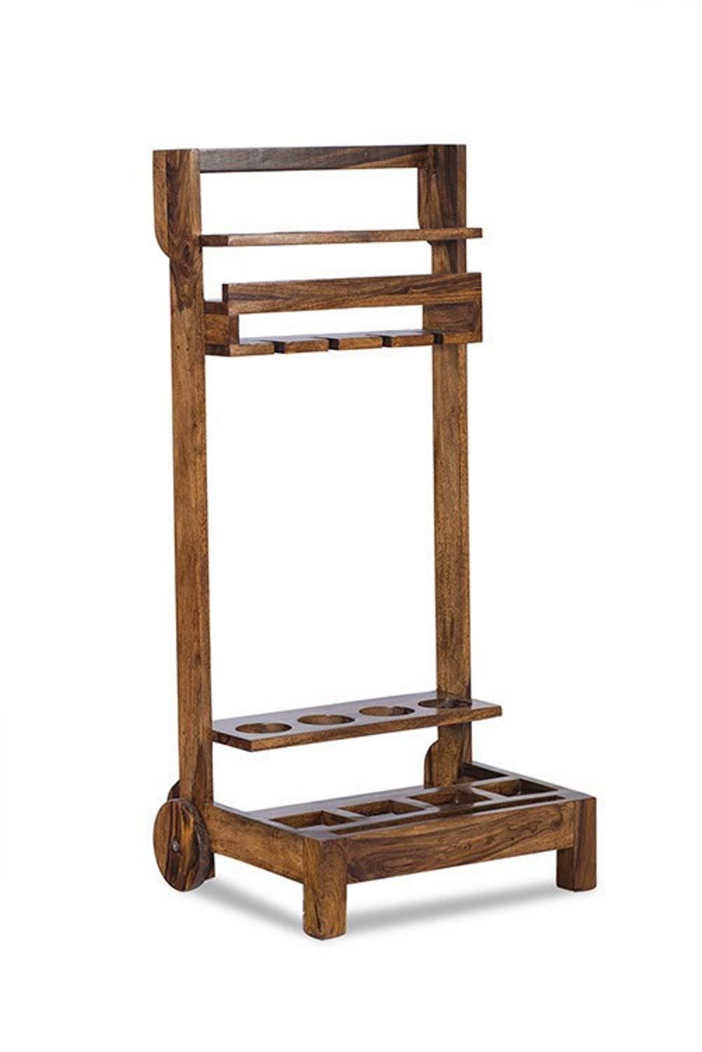 OGNIJA Sheesham (Rosewood) Wood Bar Trolley | Wooden Wine Trolley | Brown Finish 2