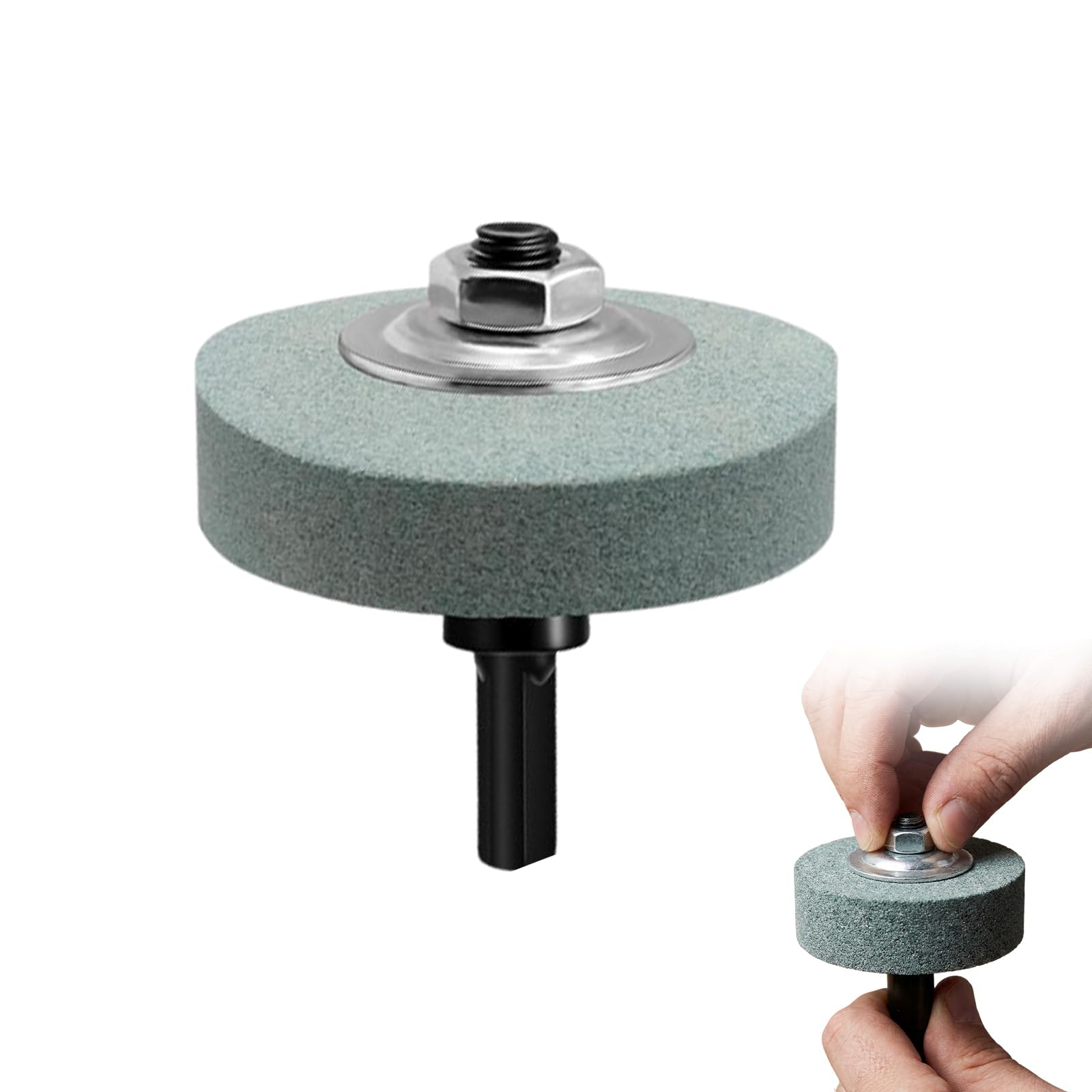 Rueda abrasiva 70 mm grano 100 para taladro, adaptador de pulido metal, piedra de molienda verde para acero inoxidable, desbarbado y acabado fino en taller y bricolaje