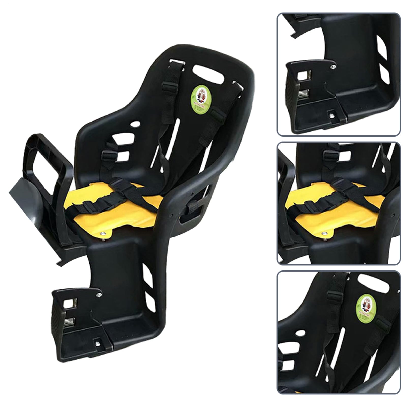 Seggiolino posteriore per bicicletta – Sedia di sicurezza per bambini, sistema di montaggio rapido, protezione sicura a tre punti, design con supporto poggiapiedi regolabile, soluzione comoda per