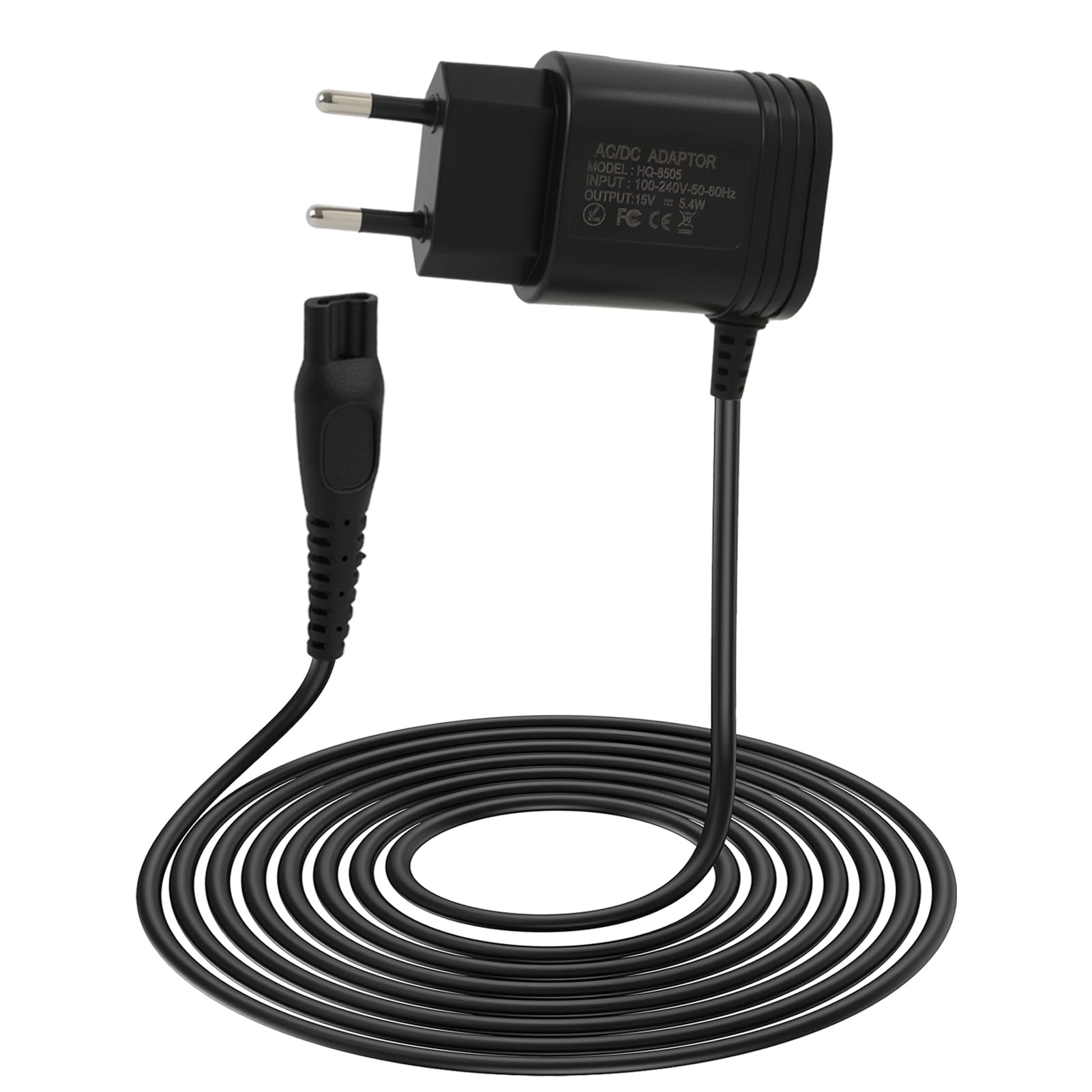 Adattatore per rasoio 15 V, alimentatore di ricambio con connettore USB, compatibile con Philips Series 3000 5000 7000 9000, QP6510 QP6520 MG7745 MG7730 MG7720, RQ HQ AT PT QC QG BT