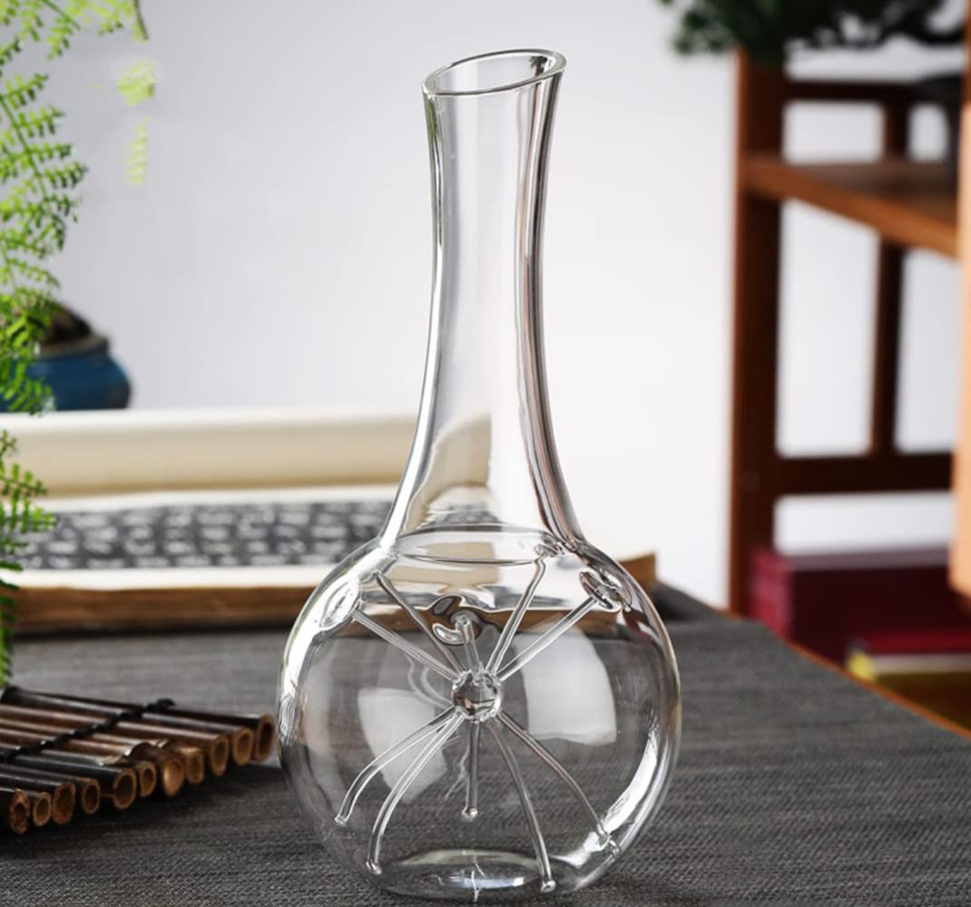 Decantador de vino, jarra de decantador de vino, decantador de vino soplado a mano, jarra vertedora - Accesorios de vino tinto decantador integrado aireador (tamaño: L)