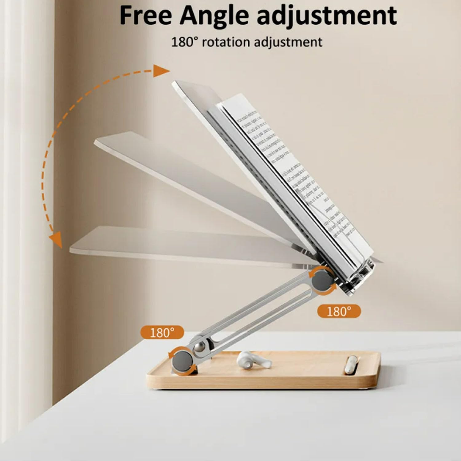 Soporte de Madera para Libros Tablero Acrílico Transparente Reposa Lectura Soporte para Tableta Soporte para Portátil Estantería de Escritorio con Clips de Página