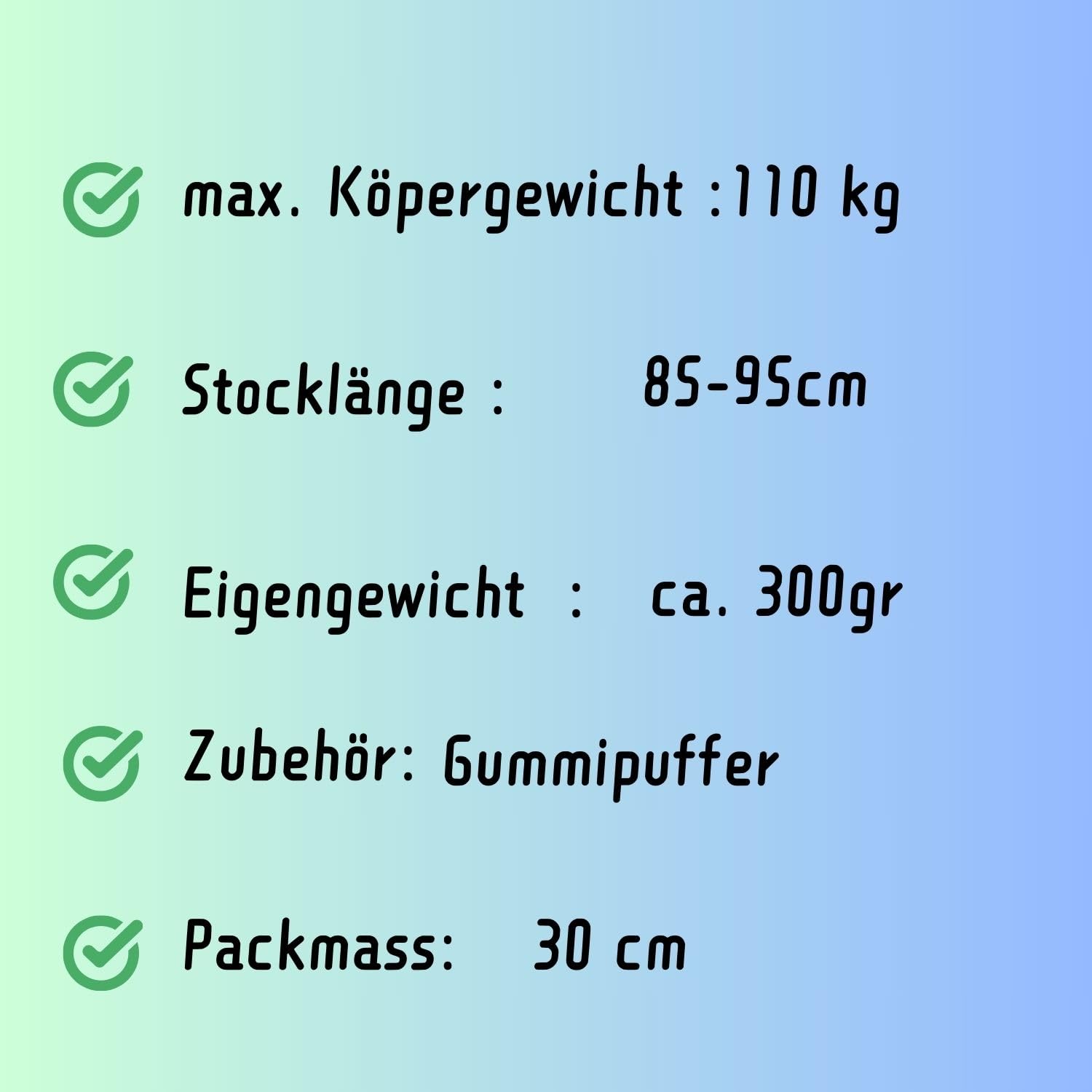 Uni-Ergonomic Faltstock höhenverstellbar + Olanmarp Klettarmband