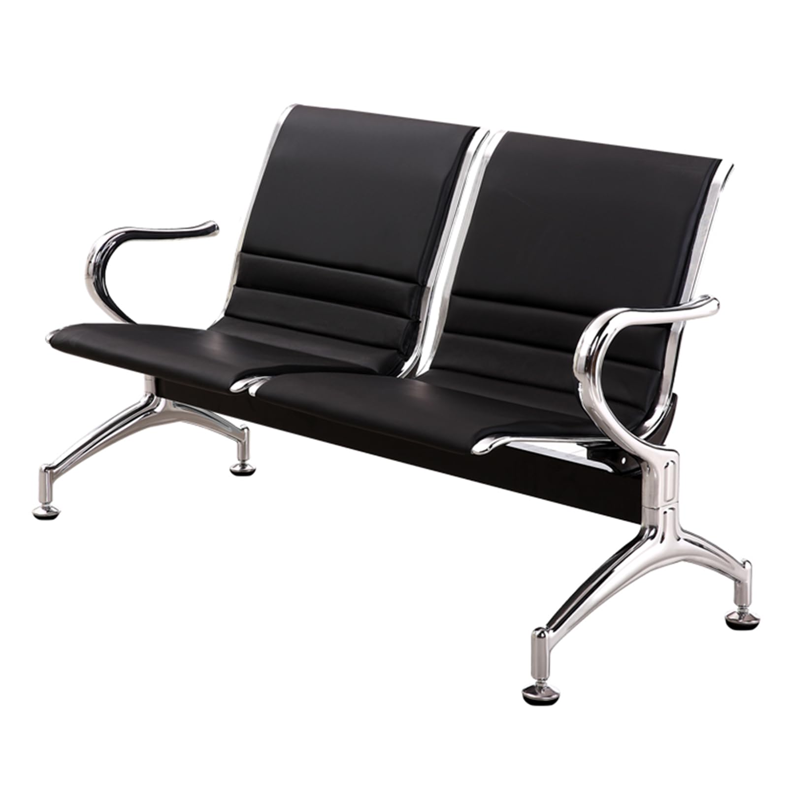 SFSLBFB reliable Leather Reception Bench with Armrests 2-Seat Waiting Room Chairs for Offices Airports Banks & Hospitals - Ideal Visitor Seating Solution