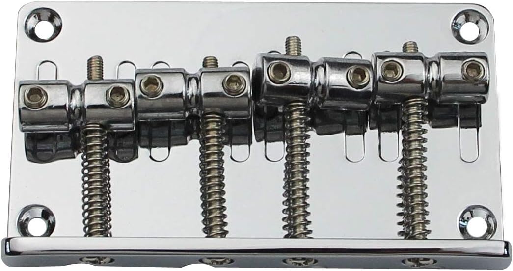 Guyker Bass Bridge Assembly with Roller Saddles 4 String Fixed Bridges Replacement