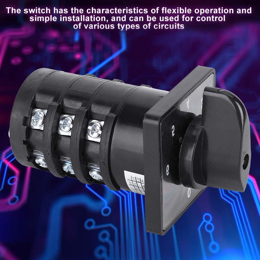 Commutateur Rotatif AC 20A 1 Pièce, 500V, 6 Positions, 12 Bornes, Sélecteur de Commande, Structure Solide, Isolation Élevée, Pour Contrôle de Circuits