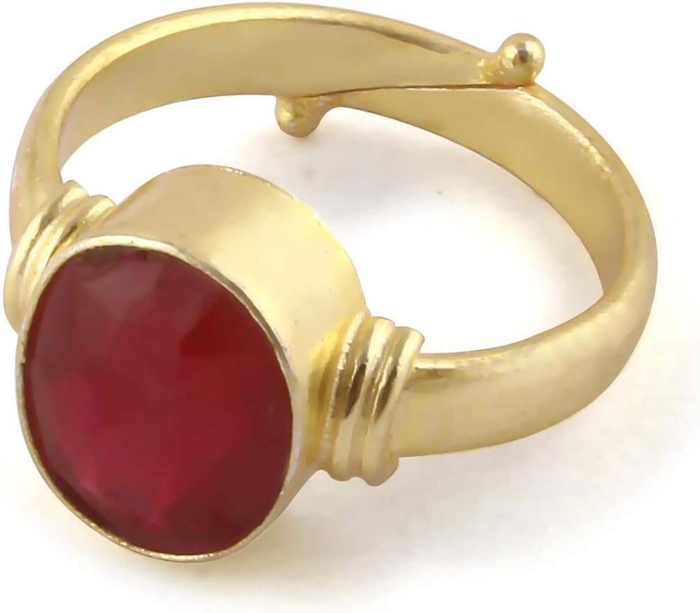 Pranjal Gems3.25 Ratti Natural Certified Ruby Manik Gemstone Panchdhatu Ring for Men and Women (Red)