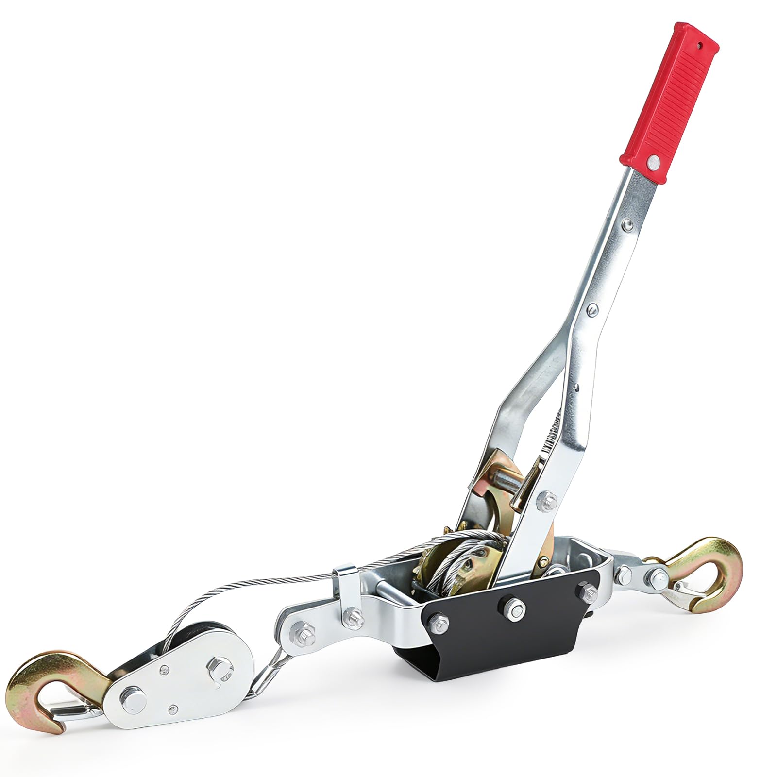 SWAWIS Verricello Manuale Argano Manuale Verricello Paranco Manuale Carrucola per Sollevamento 4T di Trazione con Cavo d'Acciaio 3,5 m per Fissaggio Carichi, Recupero Veicoli e Trazione in Cantiere