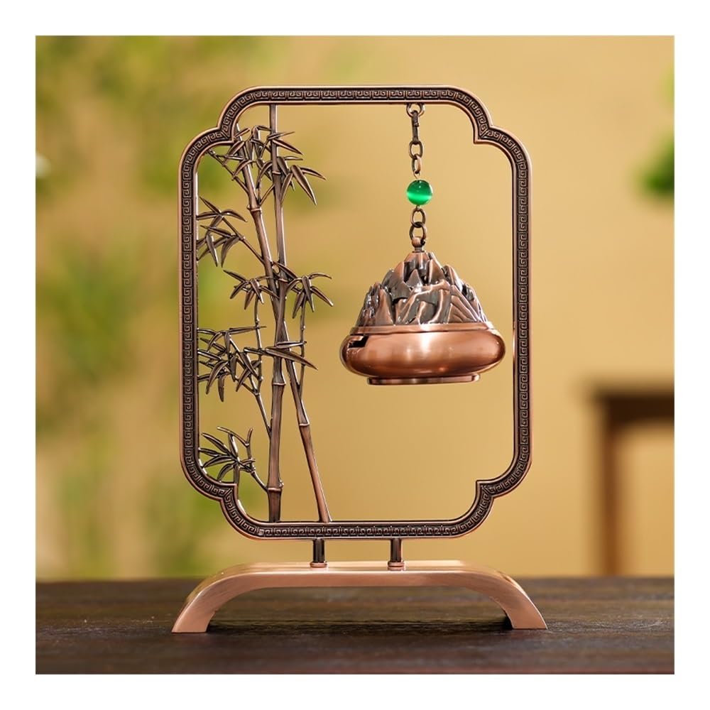 Light Luxury Copper Zinc Alloy Incense Burner Home Indoor Decoration Ornament Holder Decor(Red)