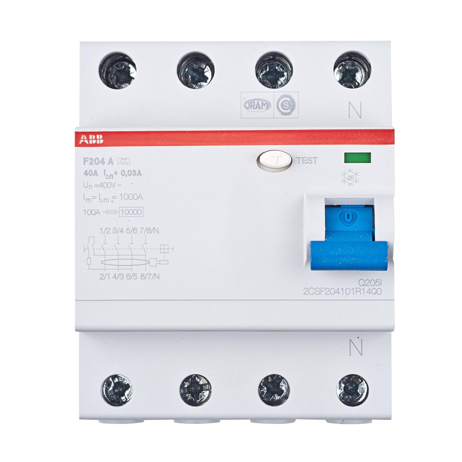 ABB F204A-40/0,03 Fehlerstrom-Schutzschalter System pro M compact® Drehstrom (3P+N), Typ A bis 40A, Auslösestrom max. 30mA