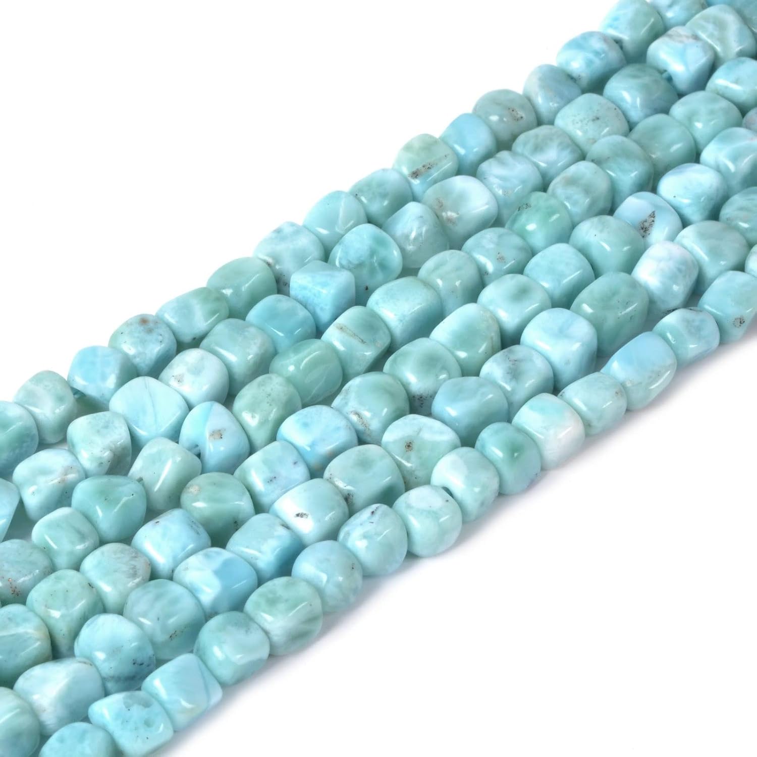 Natural Blue Larimar Cube Pebble Freeform Loose Beads 16 Inch for DIY Jewelry Making Beads