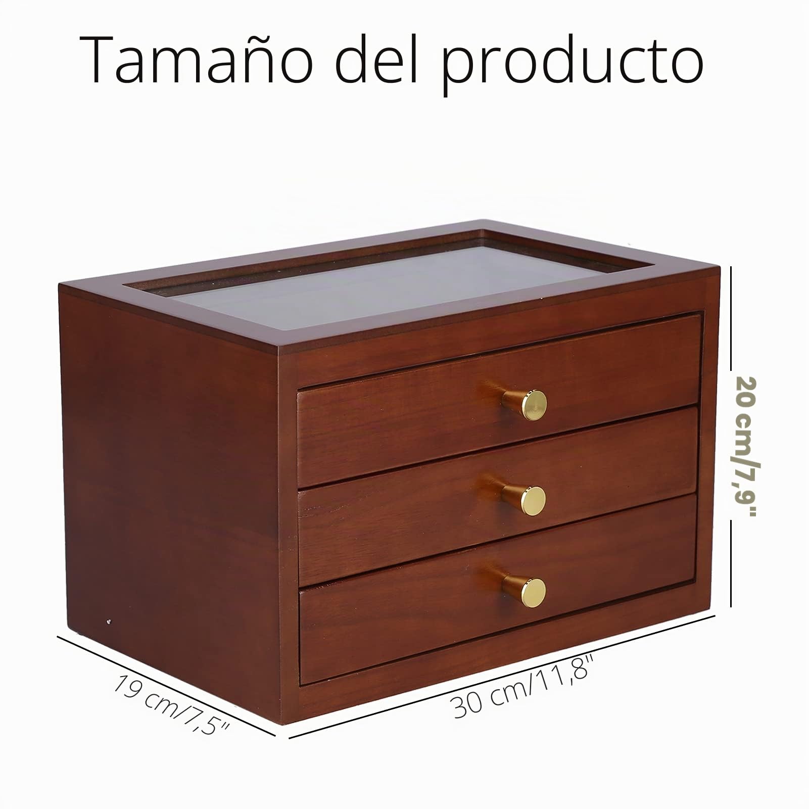 Joyero de Madera de 3 Capas para Mujeres - Cajas de joyería Grandes con 3 cajones, Caja de Almacenamiento de Joyas para Anillos, Pendientes, Pulseras, Collares(marrón)