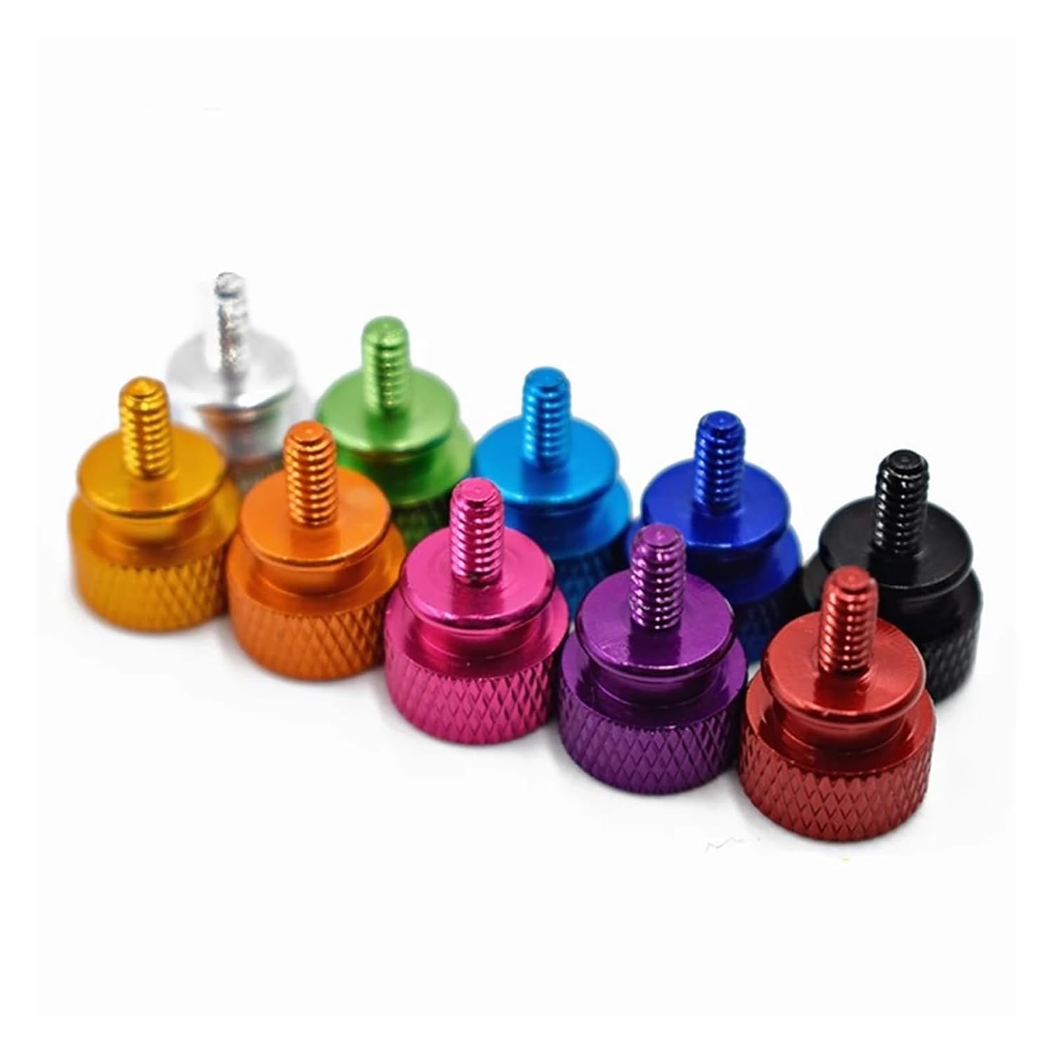 Stainless Steel Screw，Knurled Thumb Screws ，10pcs M3 M4 6#32 Colorful Thumbscrews Aluminum Step Hand Screw Knurled Thumb Screw Computer Case Screw