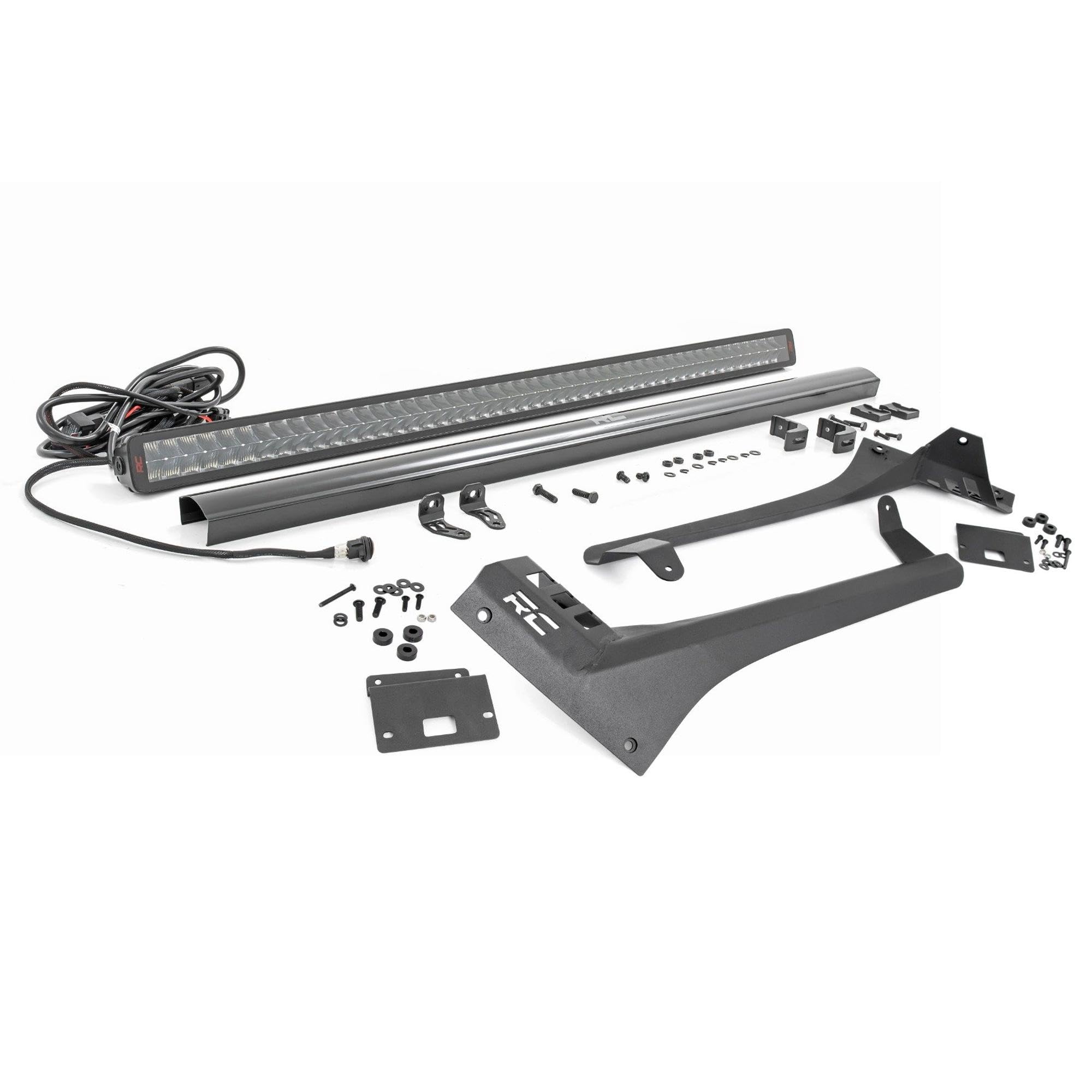 Rough Country 50" Dual Row LED Light Bar Kit for Jeep Wrangler JL & Gladiator JT (2018-2025) - Upper Windshield Mount, 480W Spectrum Series, 43,200