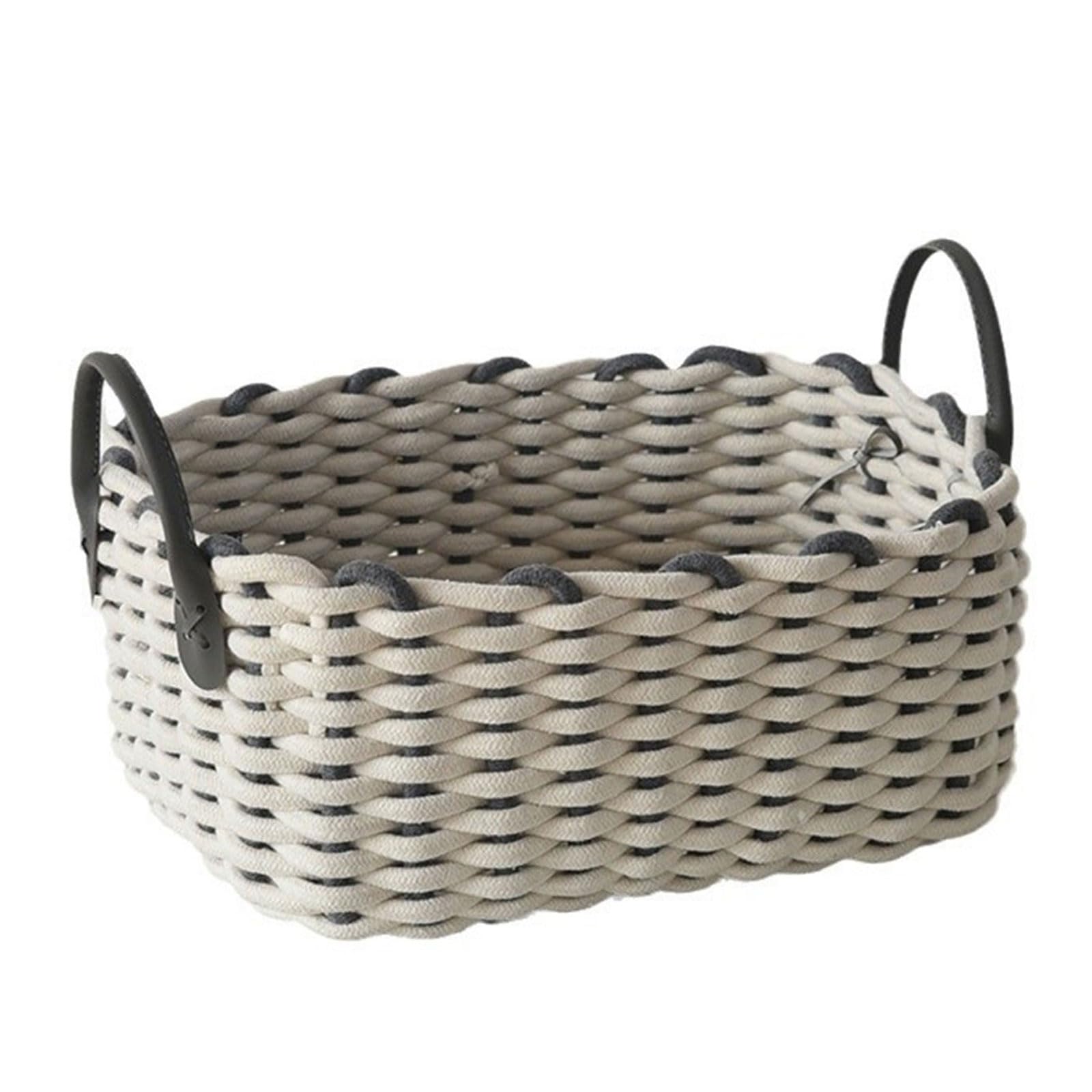 Mekalero Multicolor Cotton Rope Storage Basket Handwoven Cotton Rope Woven Organization Baskets Portable Storage Container Bedroom Basket