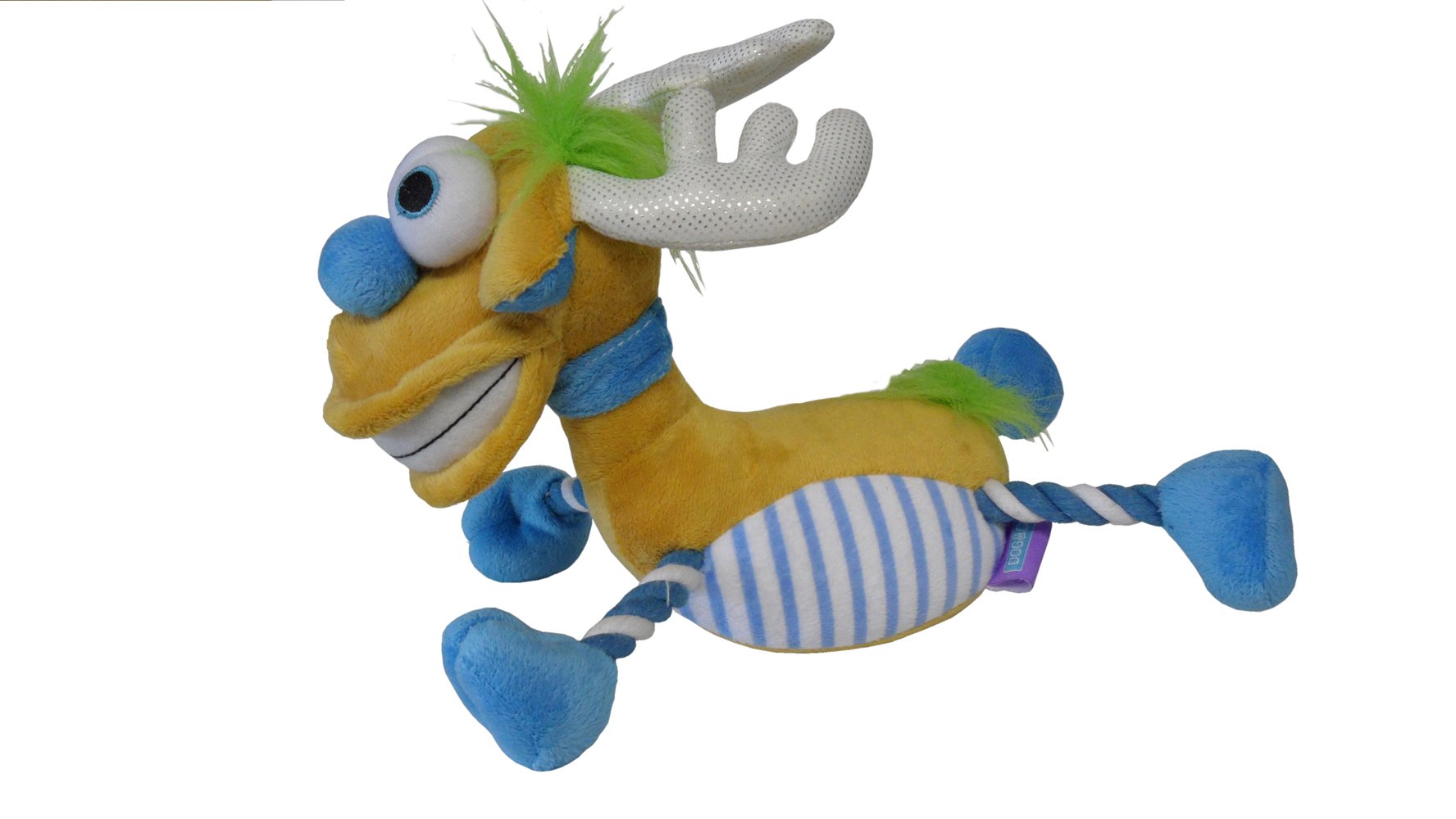 Dog and Co Reindeer Rudy Dog Toy, 12-inch/ 30 cm, Blue