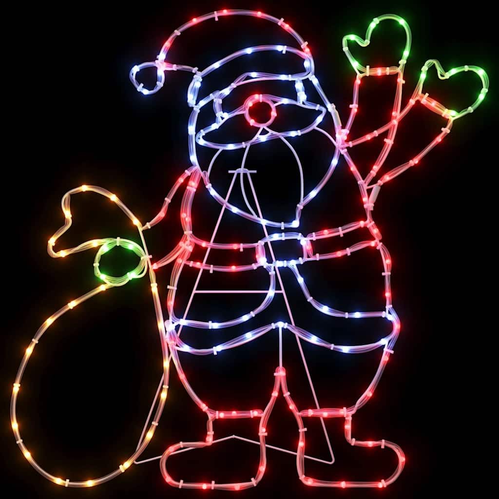 Mangloder - Luz de hierro multicolor de Papá Noel (58,5 x 60 x 1,3 cm, con 168 ledes, enchufe para interior y exterior)