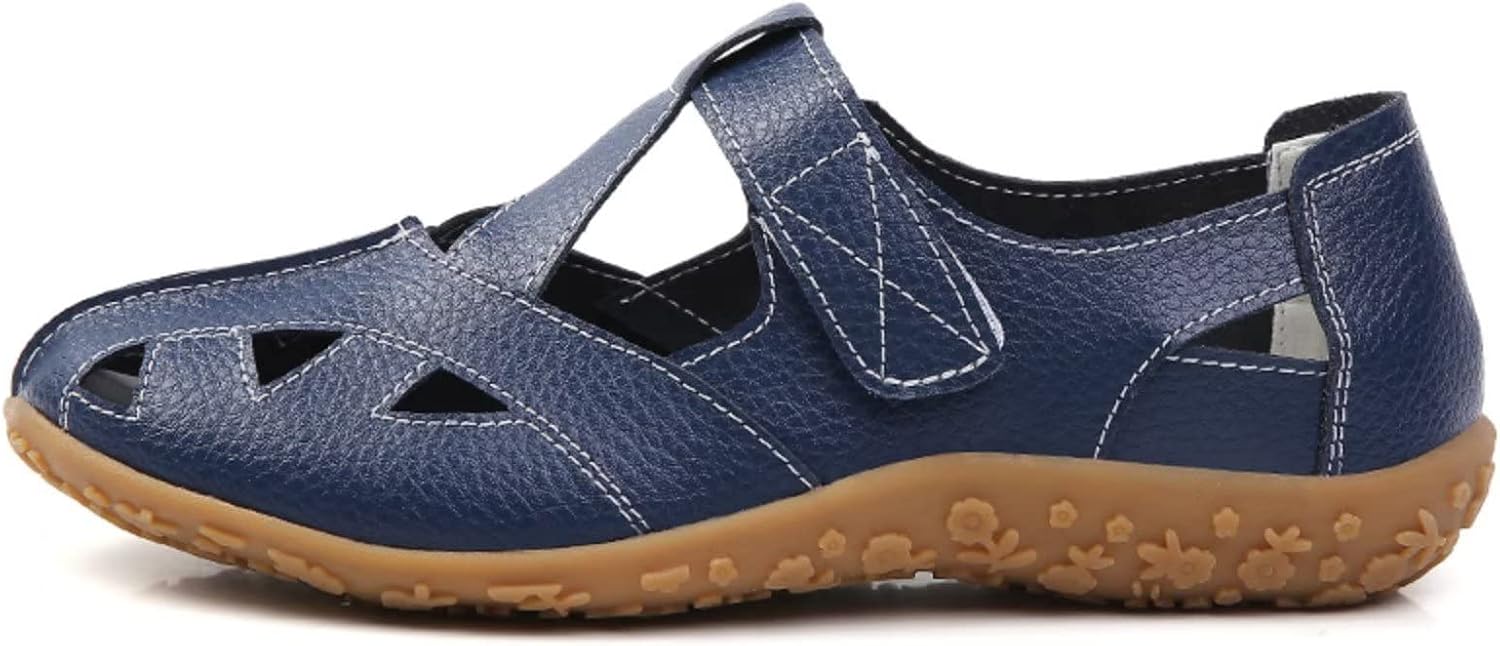 Wanphoo 2024 Women's Hollowed Out Casual Fashion Flats are slip-on driving shoes with a trendy design US Size 9 Med. Navy Blue