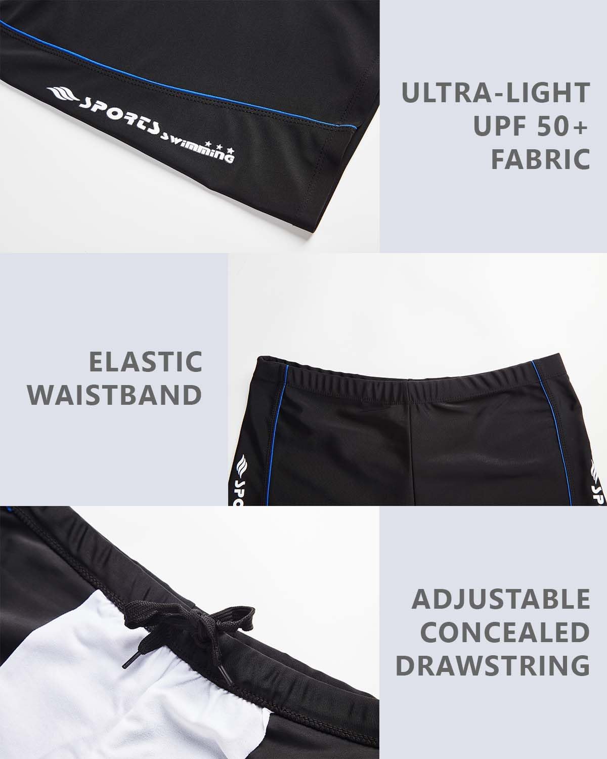 KANAV 4 Pack Men's Athletic Swim Jammers Quick Dry Square Leg Swim Briefs Competitive Swimsuit