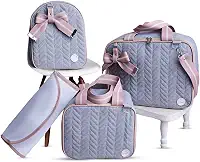 Kit de Bolsa Mala Maternidade 4 Peças Jeans