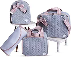 Kit de Bolsa Mala Maternidade 4 Peças Jeans