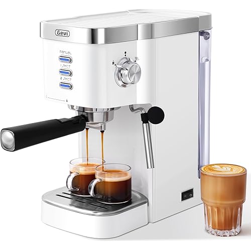 Gevi Espresso Machine 20 Bar High Pressure,Compact Espresso Maker with Milk Frother Steam Wand,Cappuccino,Latte Maker with Adjustable Shot Volume for Home,Gift for Mom and Dad