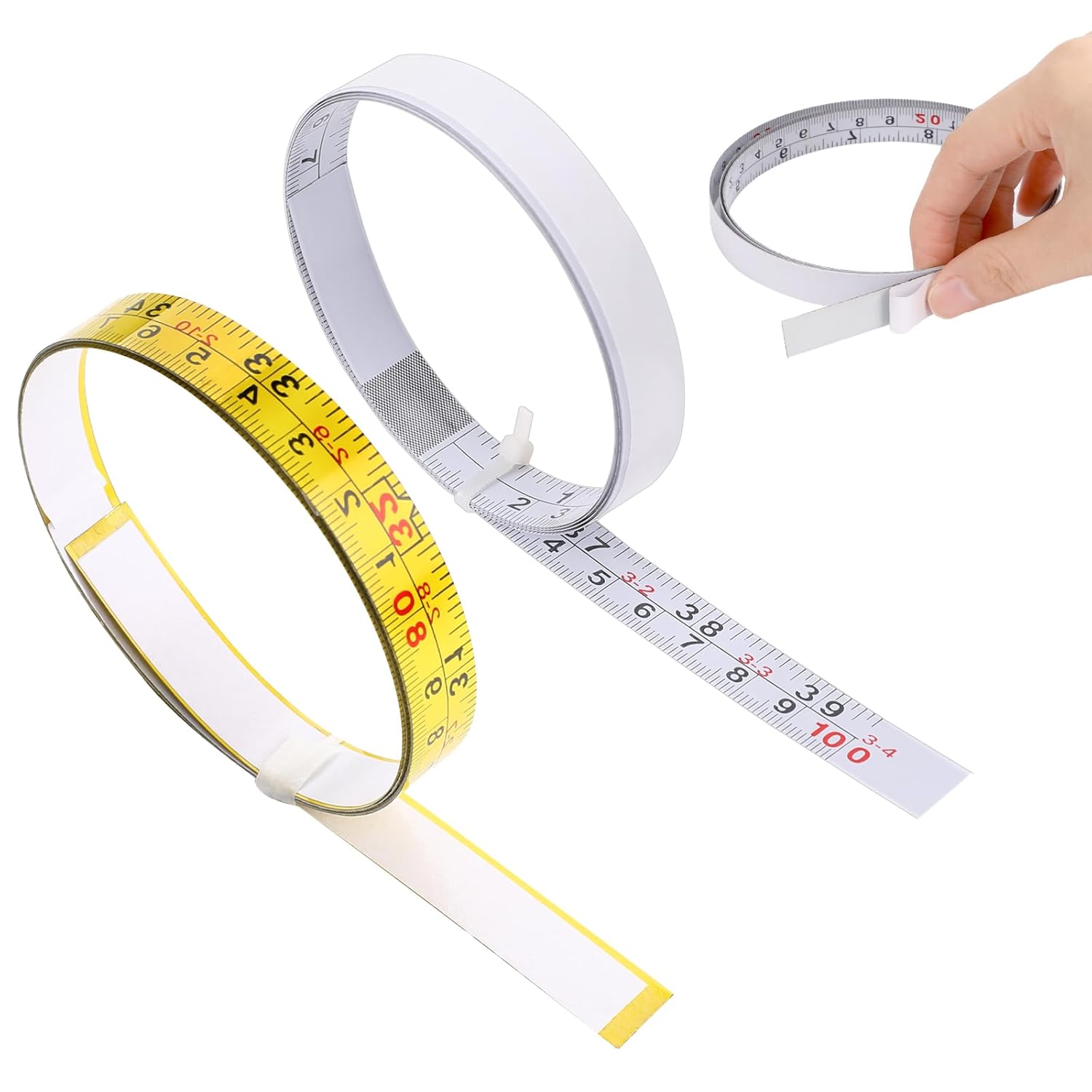 2 Pack Measure Tape with Adhesive Backing,39'' Left to Right Metal Self-Adhesive Measuring Tape Sticky Measure Tape Double Scale Sticky Tape Measure Workbench Ruler for Woodworking,Saw,Drafting Table