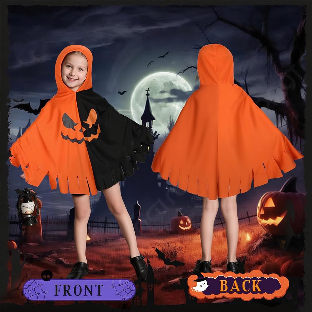FVGYITG Halloween Pumpkin Cloak, Complete Halloween Pumpkin Costume Set for Kids & Adults, Pumpkin Dress Outfit with Hat - Image 4
