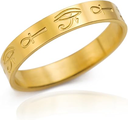 Egypt Eye of Horus Ring Egyptian Ankh Cross Anxiety Ring Mens Ring Fidget Ring Stress Relieving Wedding for Women Couple Promise Jewelry Gift