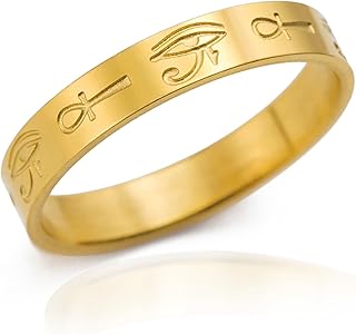 Egypt Eye of Horus Ring Egyptian Ankh Cross Anxiety Ring Men's Ring Fidget Ring Stress Relieving Wedding for Women Couple Promise Jewelry Gift