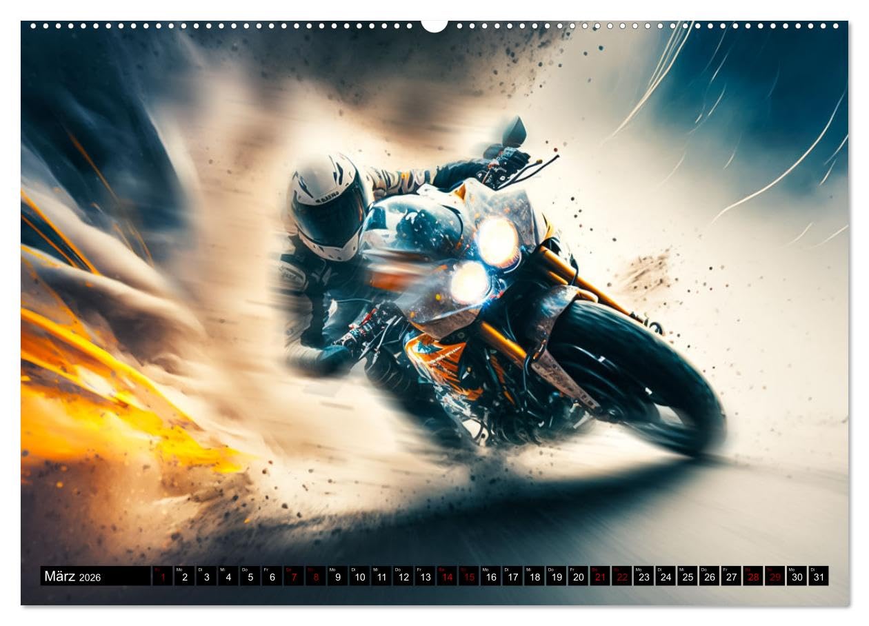 Motorrad Speed (Wandkalender 2026 DIN A2 quer), CALVENDO Monatskalender: Zwölf atemberaubende Motorradbilder im Rausch der Geschwindigkeit (CALVENDO Mobilitaet)