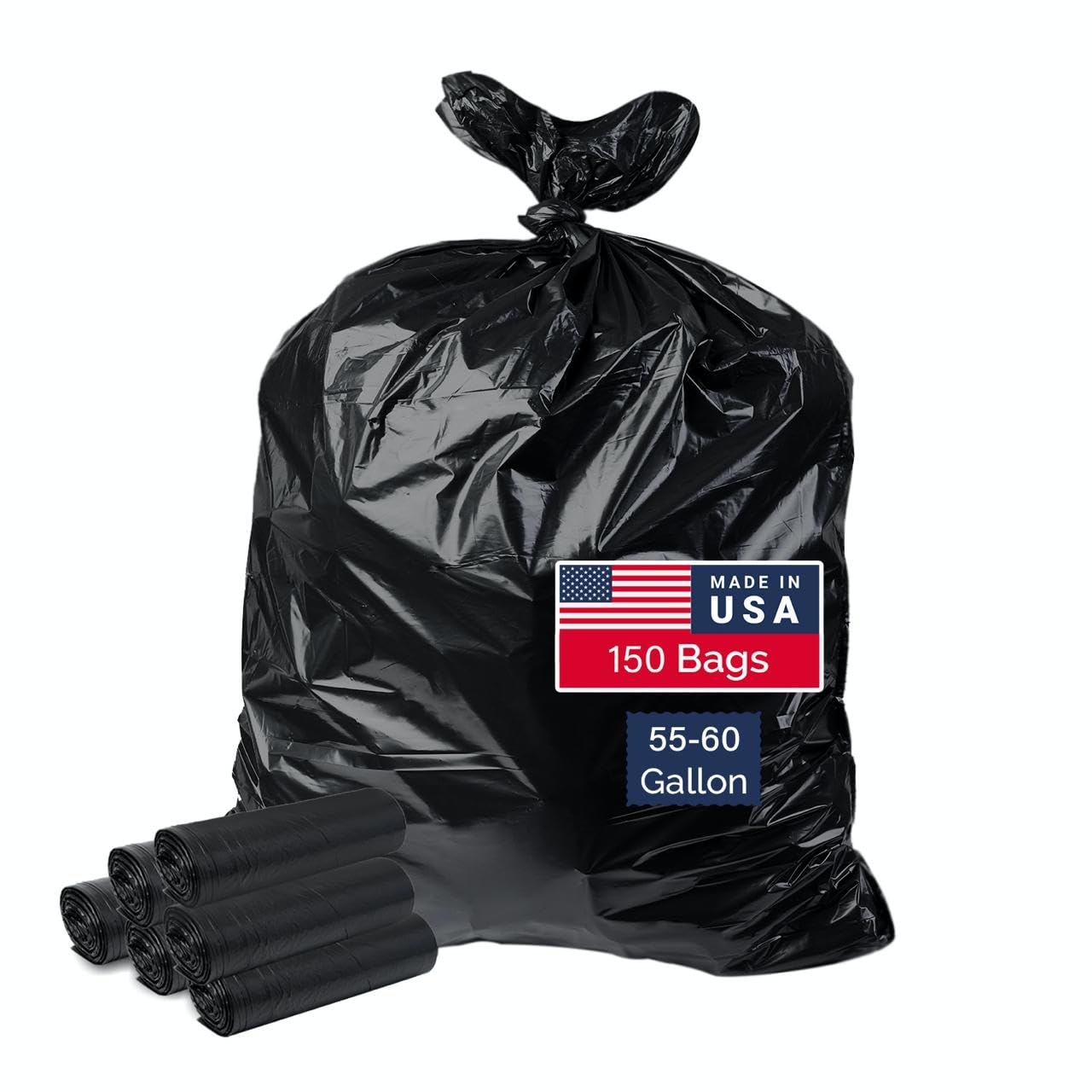 MaxiMite 55 Gallon Trash Bags Heavy Duty Black Garbage Can Liners 150 Count