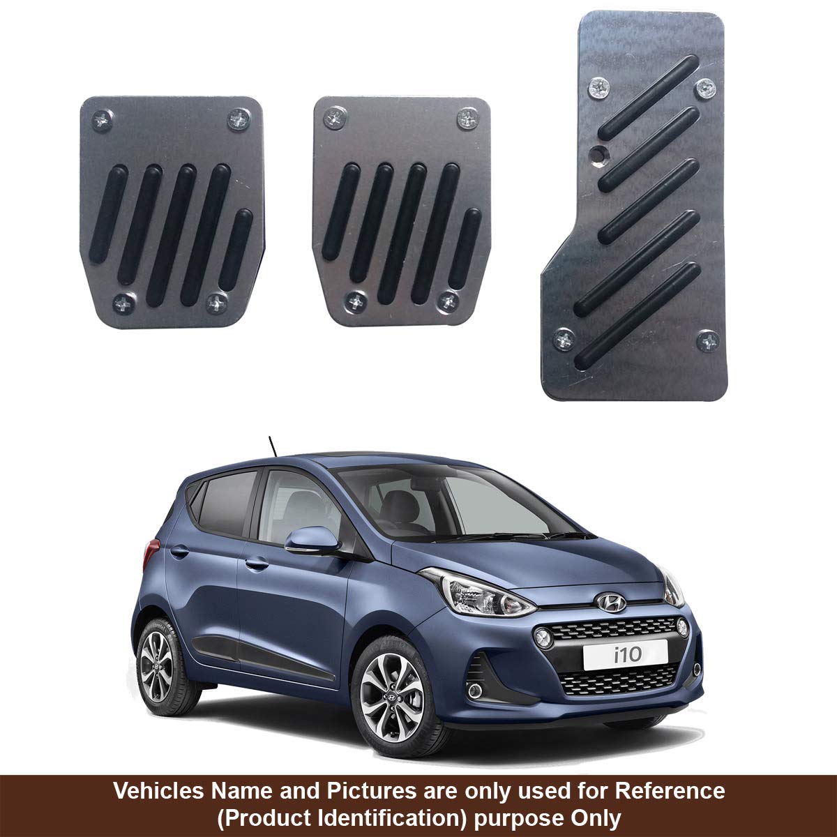 Oshotto 3 Pcs Non-Slip Manual CS-320 Car Pedals Kit Pad Covers Set Compatible with Hyundai i10 (Black)